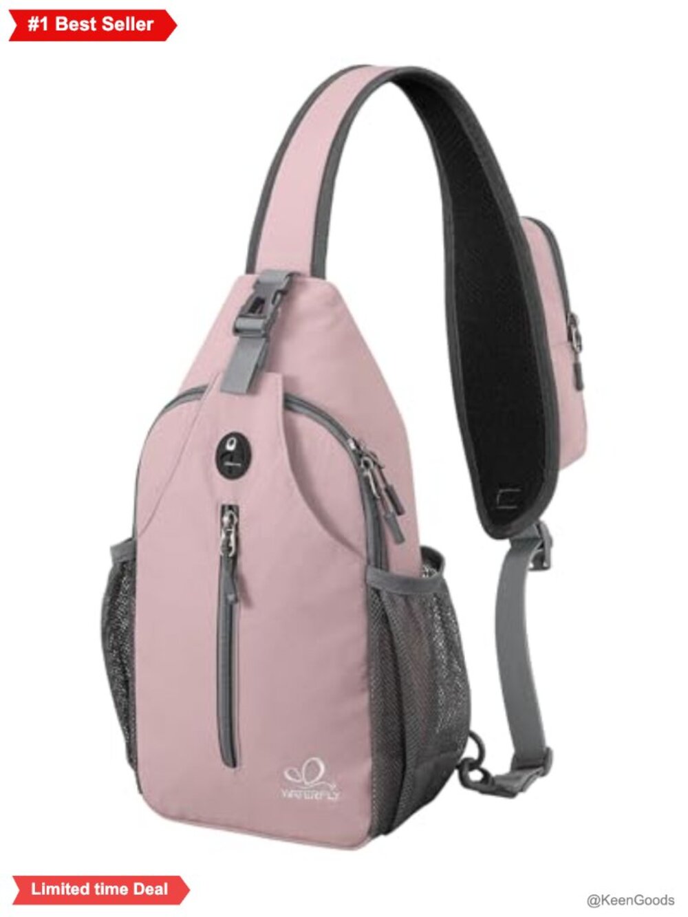 WATERFLY Crossbody Sling Backpack Nylon Hiking Travel Daypack
